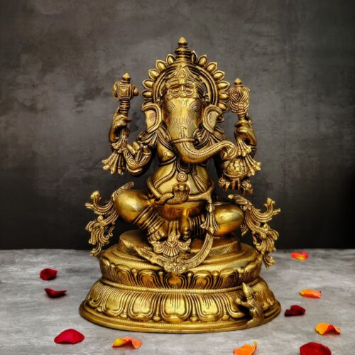 large size brass ganesha idol height 16 inch