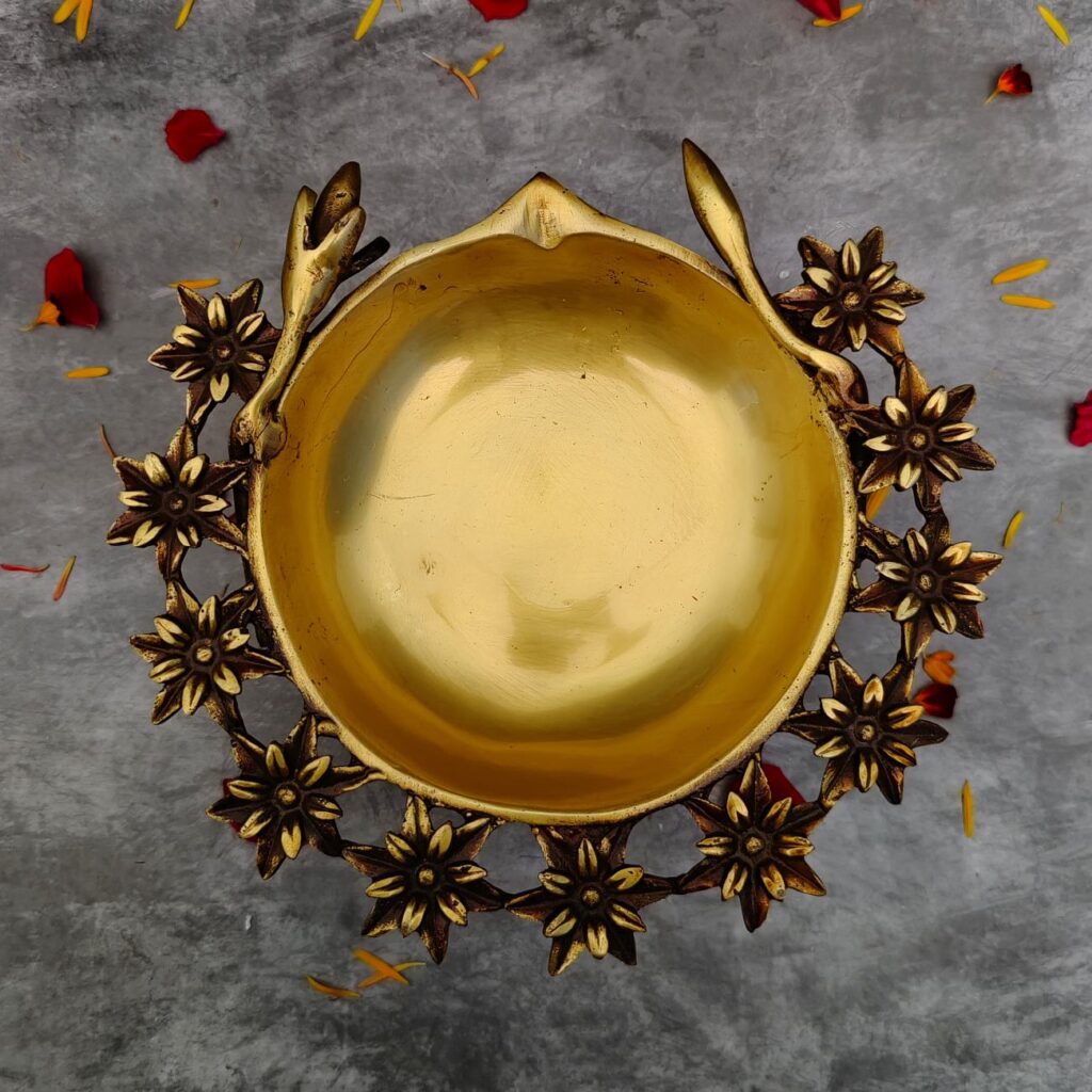 brass flower urli height 5 inch