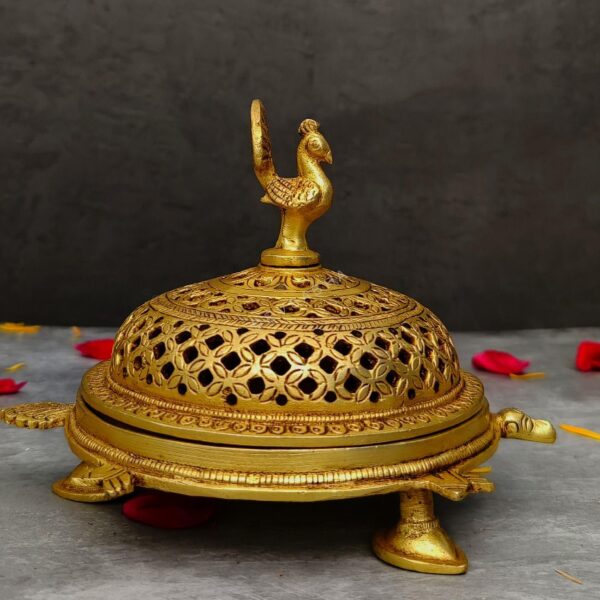 brass tortoise dhoop dani height 4.5 inch