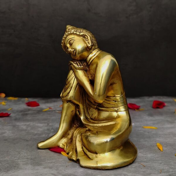 brass relaxing buddha statue height 5.5 inch