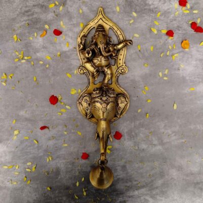 brass wall decor ganesh idol with bell