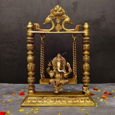 brass jhula ganesha height 10 inch