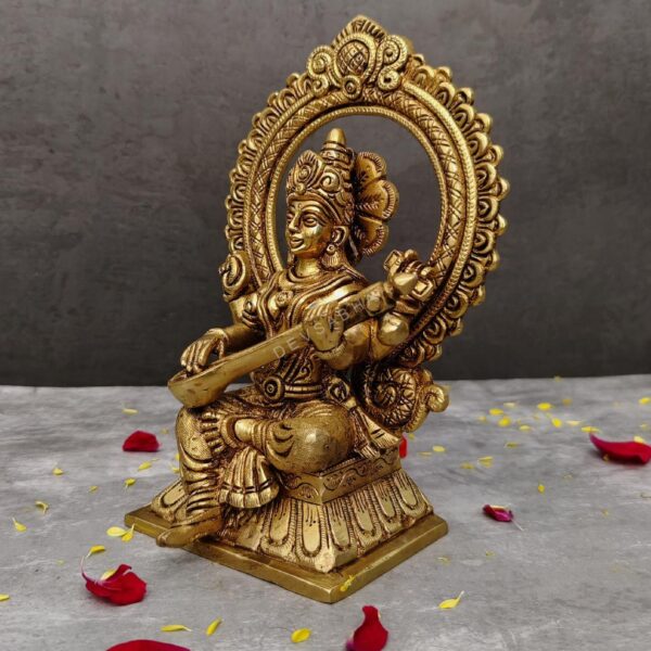 brass saraswati mata idol height 9.5 inch