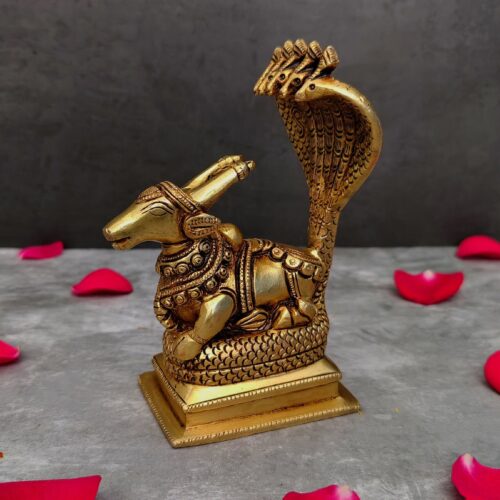 brass nandi with snake height 6 inch