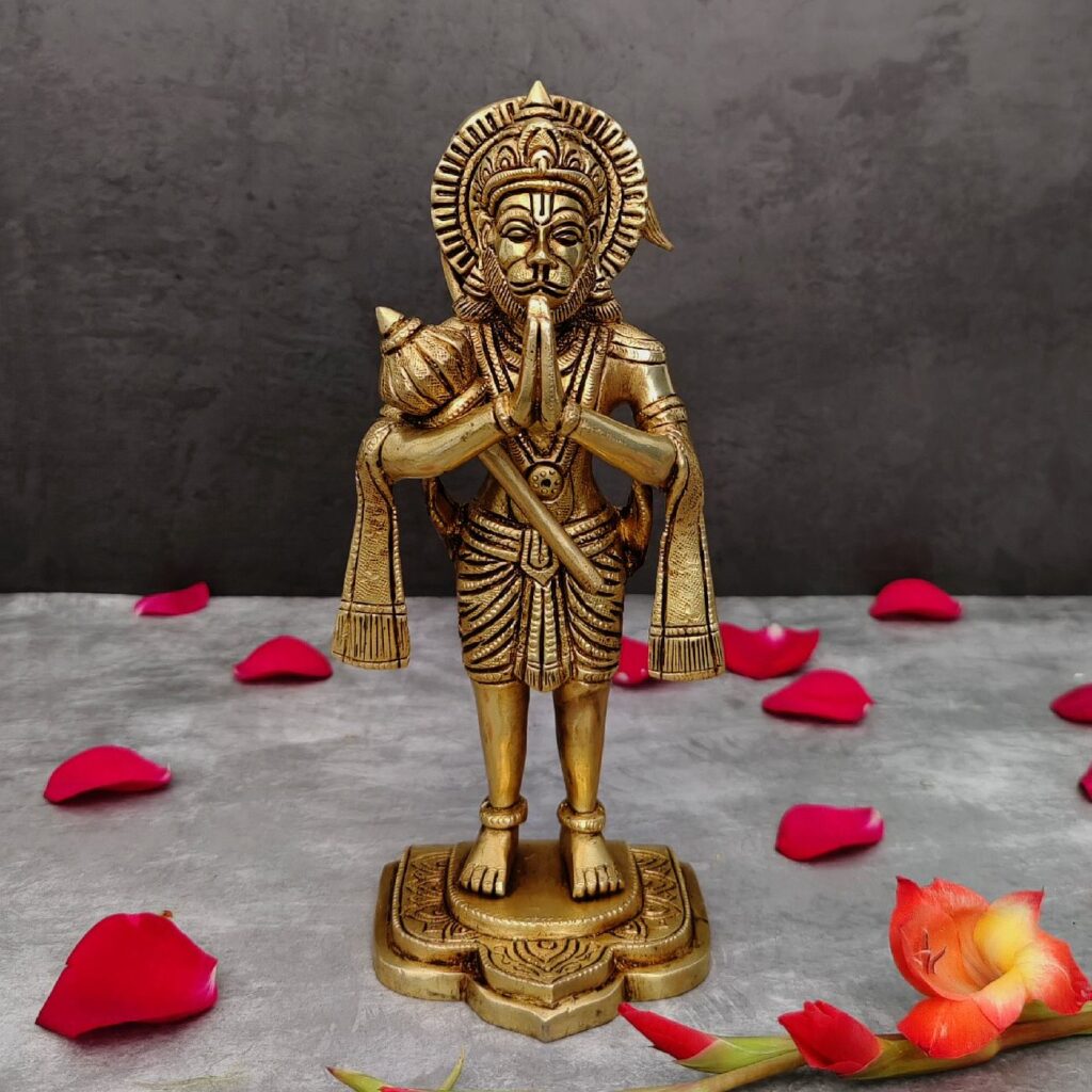 brass standing hanuman idol height 9 inch