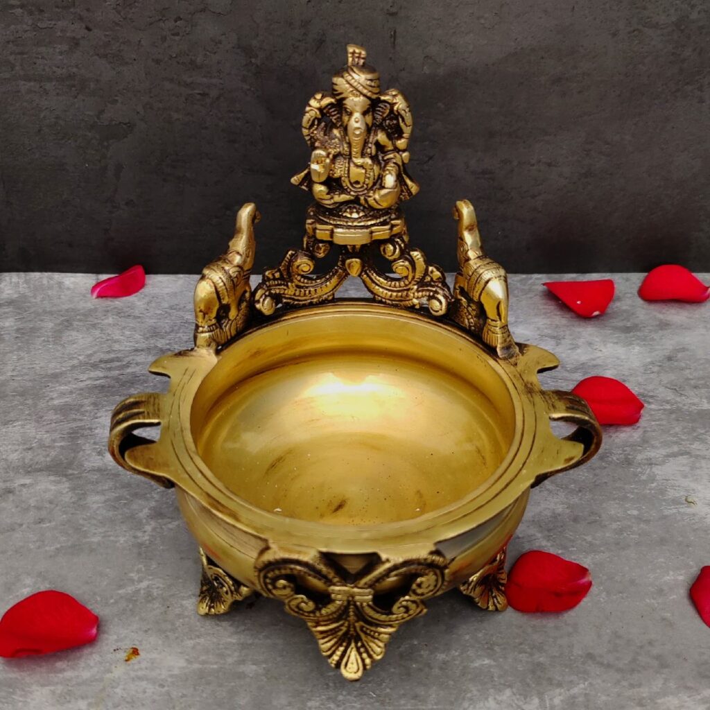 brass ganesha urli height 7.5 inch