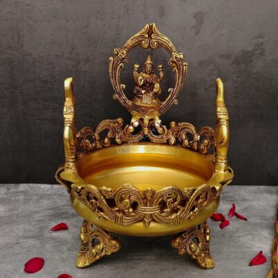 Brass gaja lakshmi urli height 12 inch