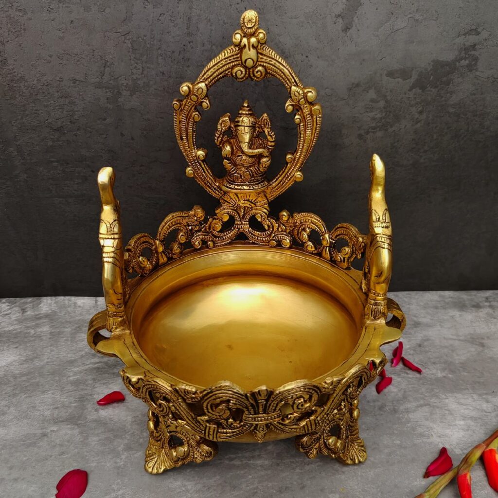 brass ganesha urli height 12 inch