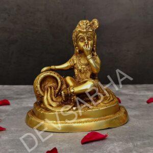 brass makhan chor krishna idol height 5.5 inch