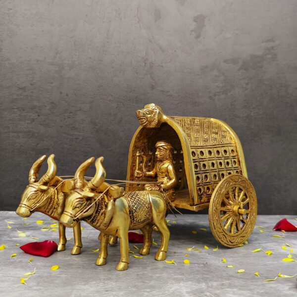 brass home decor bullock cart Height 6 Inch