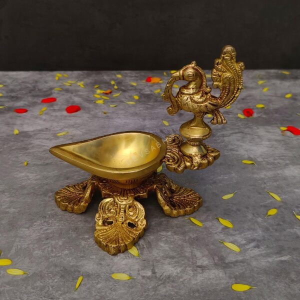 brass peacock diya height 5.5 inch