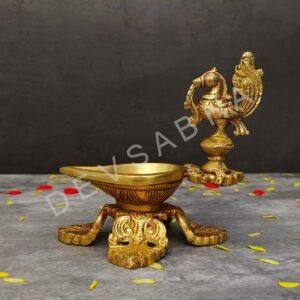 brass peacock diya height 5.5 inch