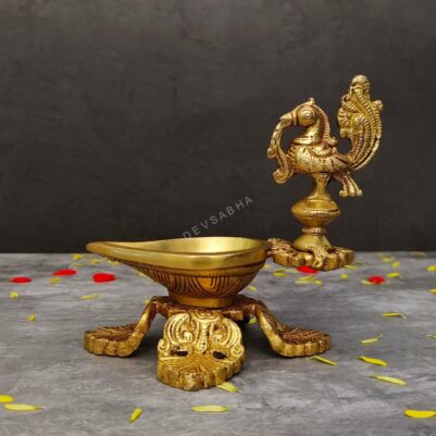 brass peacock diya height 5.5 inch
