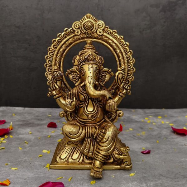 Brass ganesha idol for home height 8.5 inch