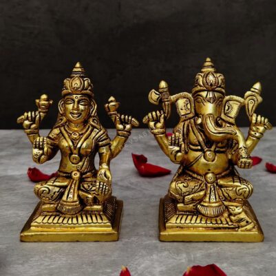 Laxmi ganesh brass murti height 4 inch