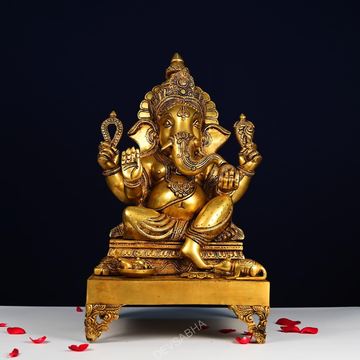 large size brass ganesh idol height 20 inch