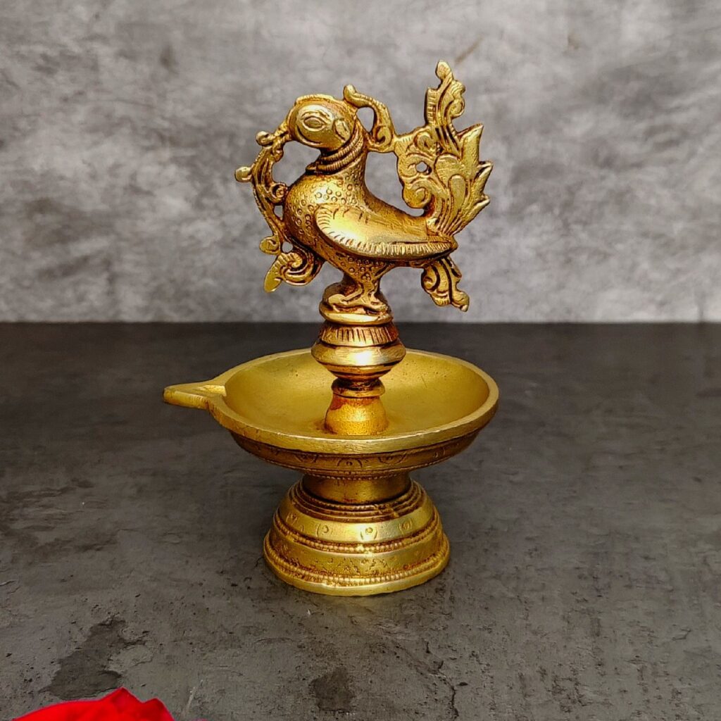 brass peacock diya height 6 inches