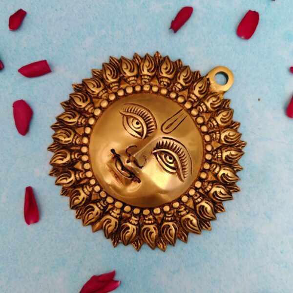 Wall hanging brass surya face height 6 inch