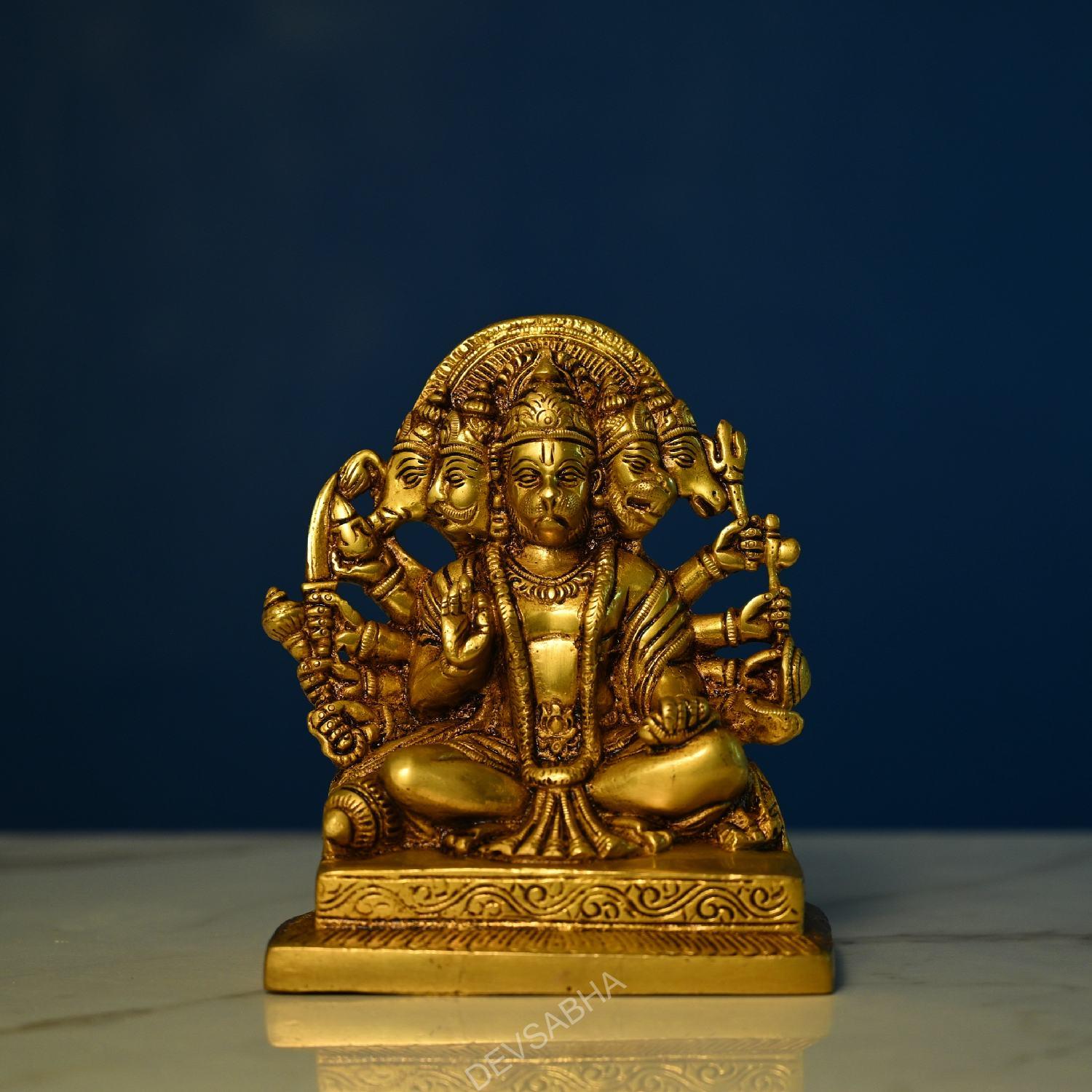 brass panchmukhi hanuman idol height 6.7 inch