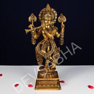 brass krishna idol height 19.5 inch