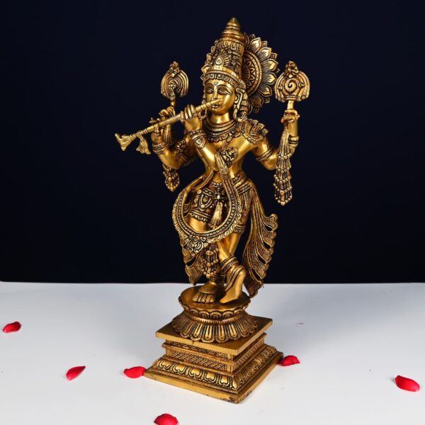 brass krishna idol height 19.5 inch