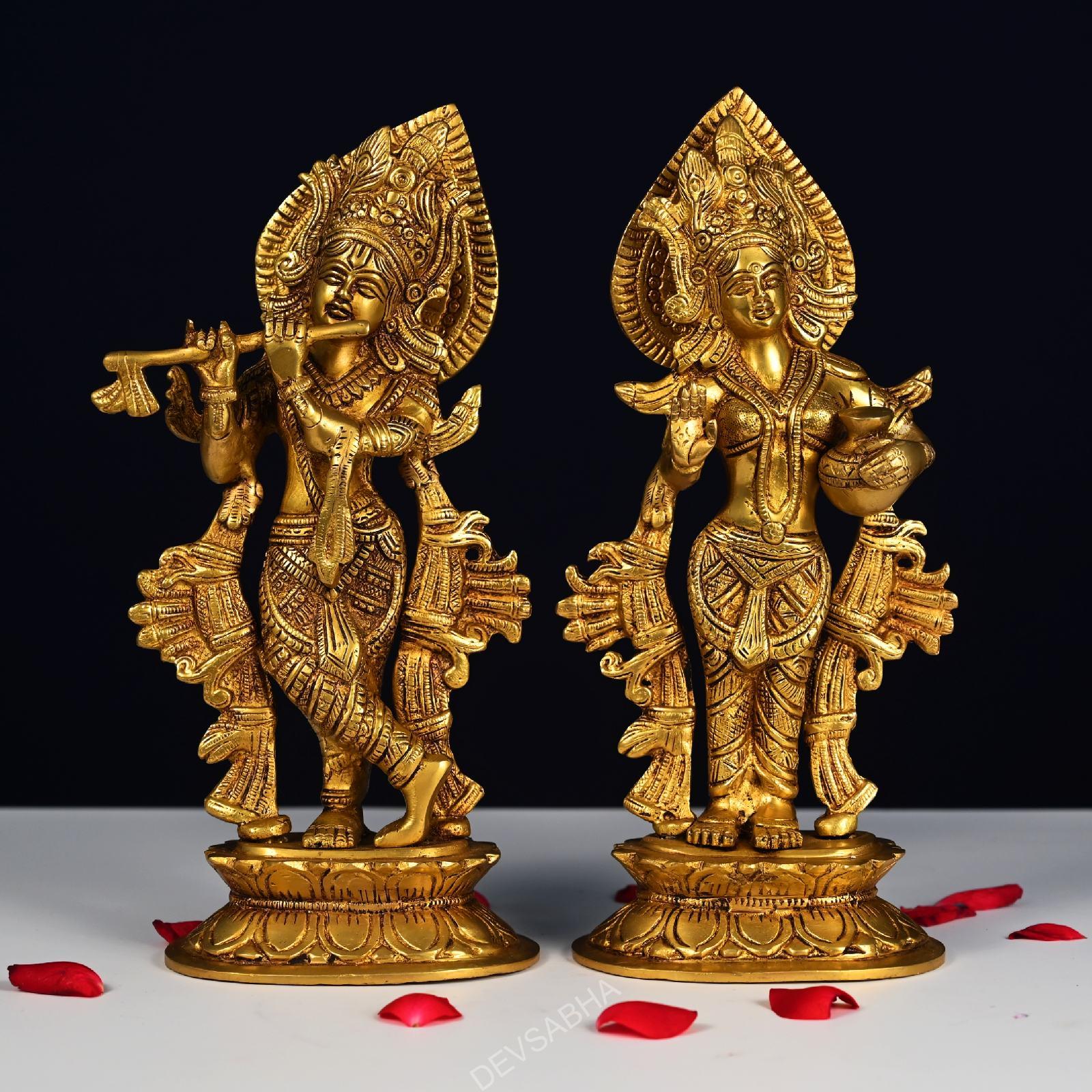 brass radha krishna idol statue height 12.5 inch