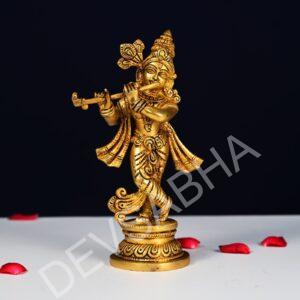 brass krishna idol statue height 9 inch