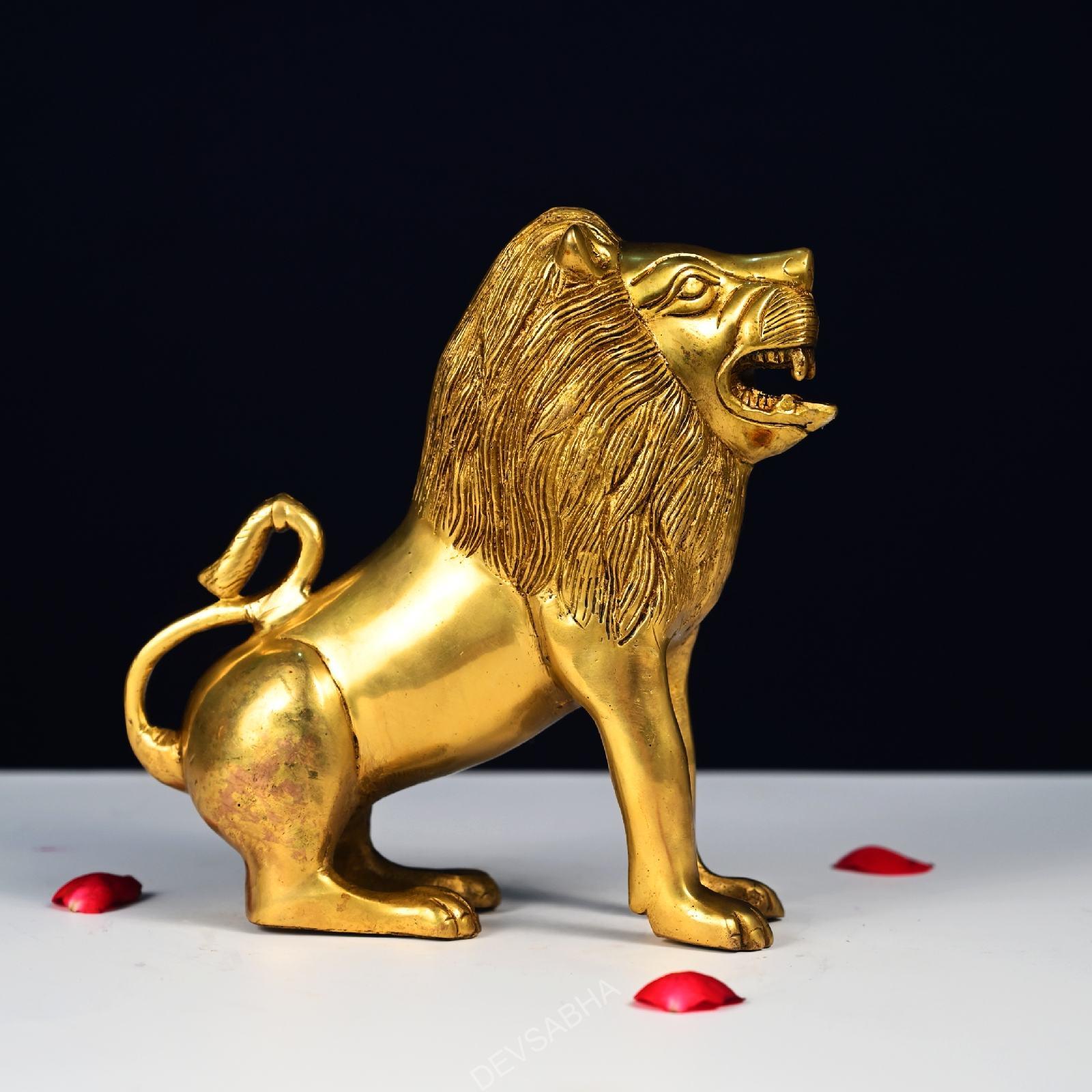 brass lion pare height 8.5 inches