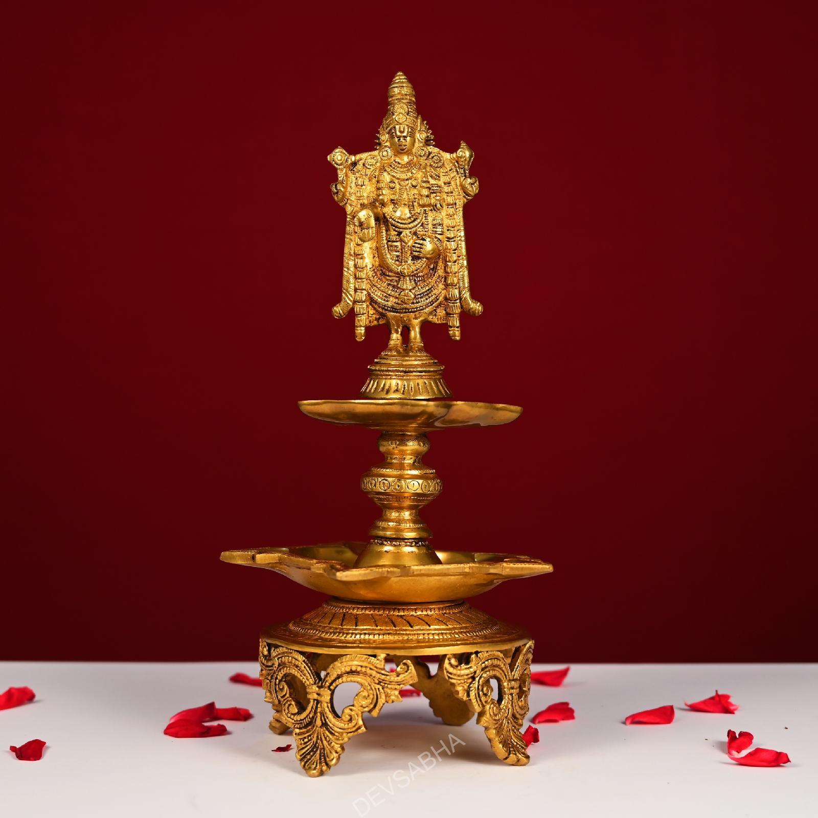 brass diya with tirupati balaji height 15 inch