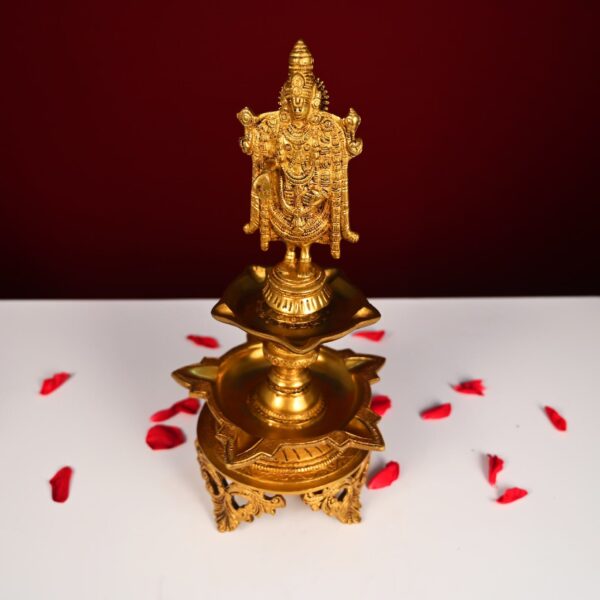 Brass diya with tirupati balaji height 15 inch