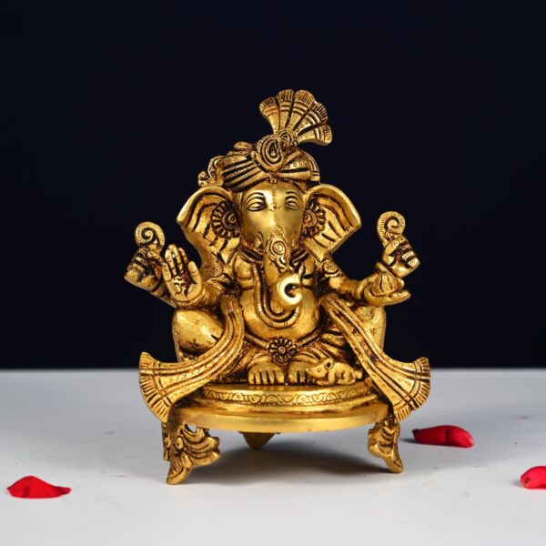 brass pagdi ganesh statue height 7.8 inch