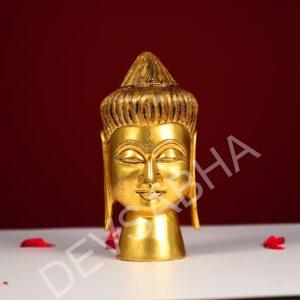 golden colour brass buddha head statue height 8 inch