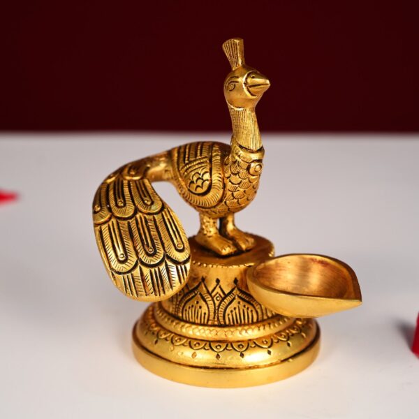 Superfine brass peacock diya height 6 inches