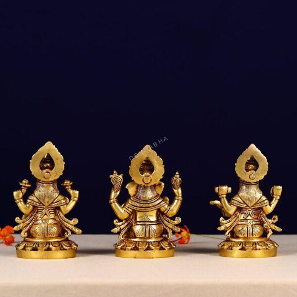 brass ganesha laxmi saraswati pair height 5.6 inch