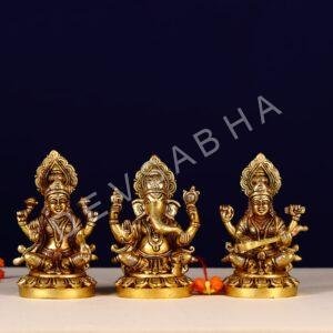 brass ganesha laxmi saraswati pair height 5.6 inch