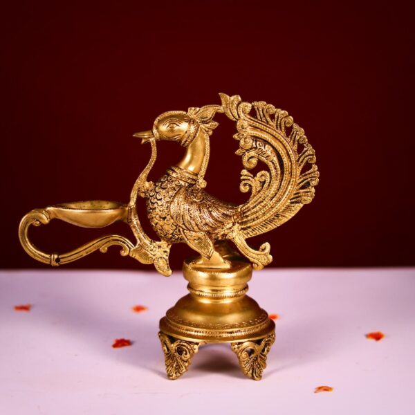 brass peacock diya height height 8.5 inch