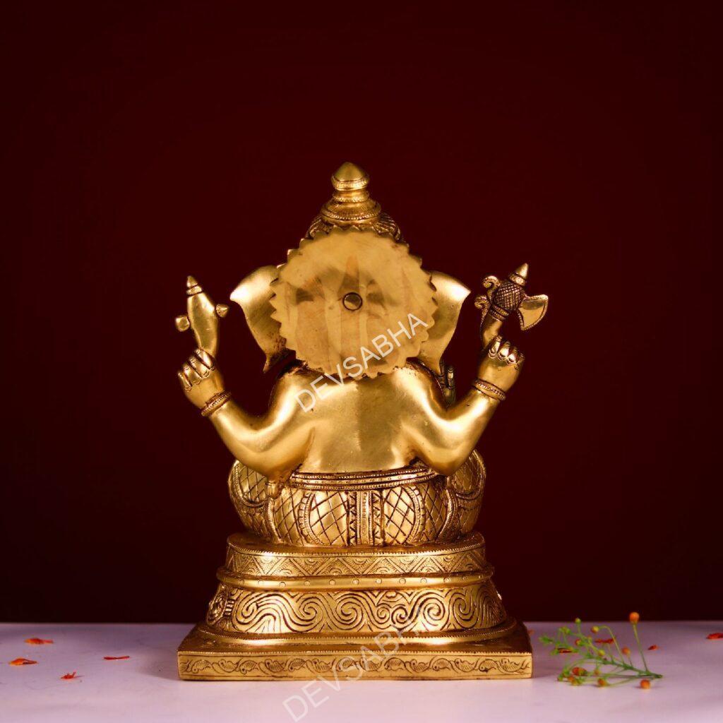 large size brass ganesh idol height 13 inch