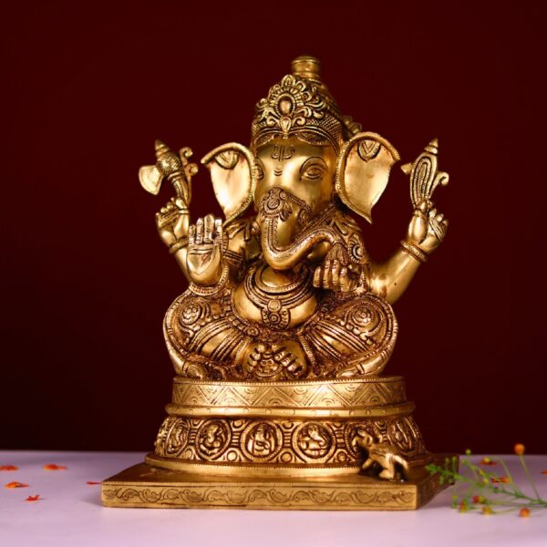 Large size brass ganesh idol height 13 inch