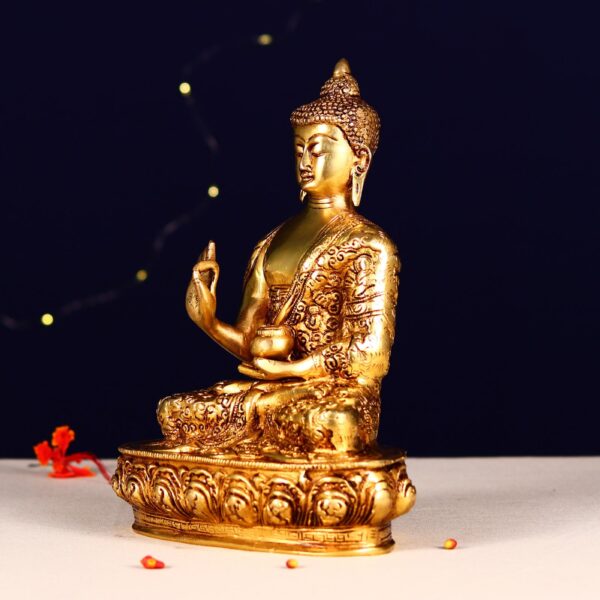 Golden colour brass buddha statue height 10 inch