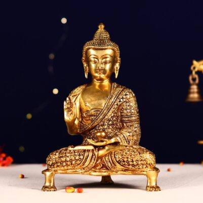 Golden color brass buddha statue height 9.1 inch