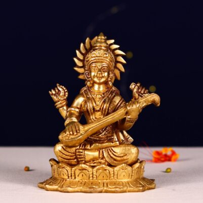 brass saraswati mata idol height 6 inch