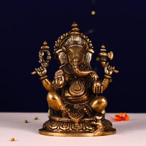 antique brass ganesha idol height 8 inch