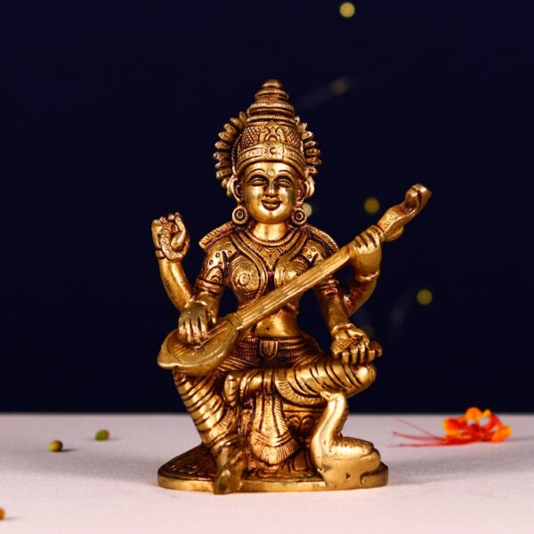 brass saraswati idol height 6.5 inch