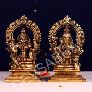 brass ganesha laxmi pair height 7.5 inch