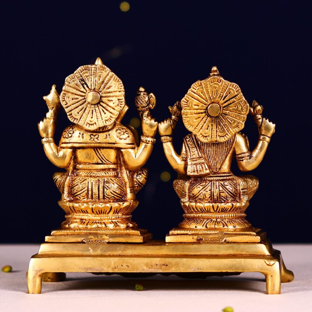 laxmi ganesh brass murti set height 6 inch