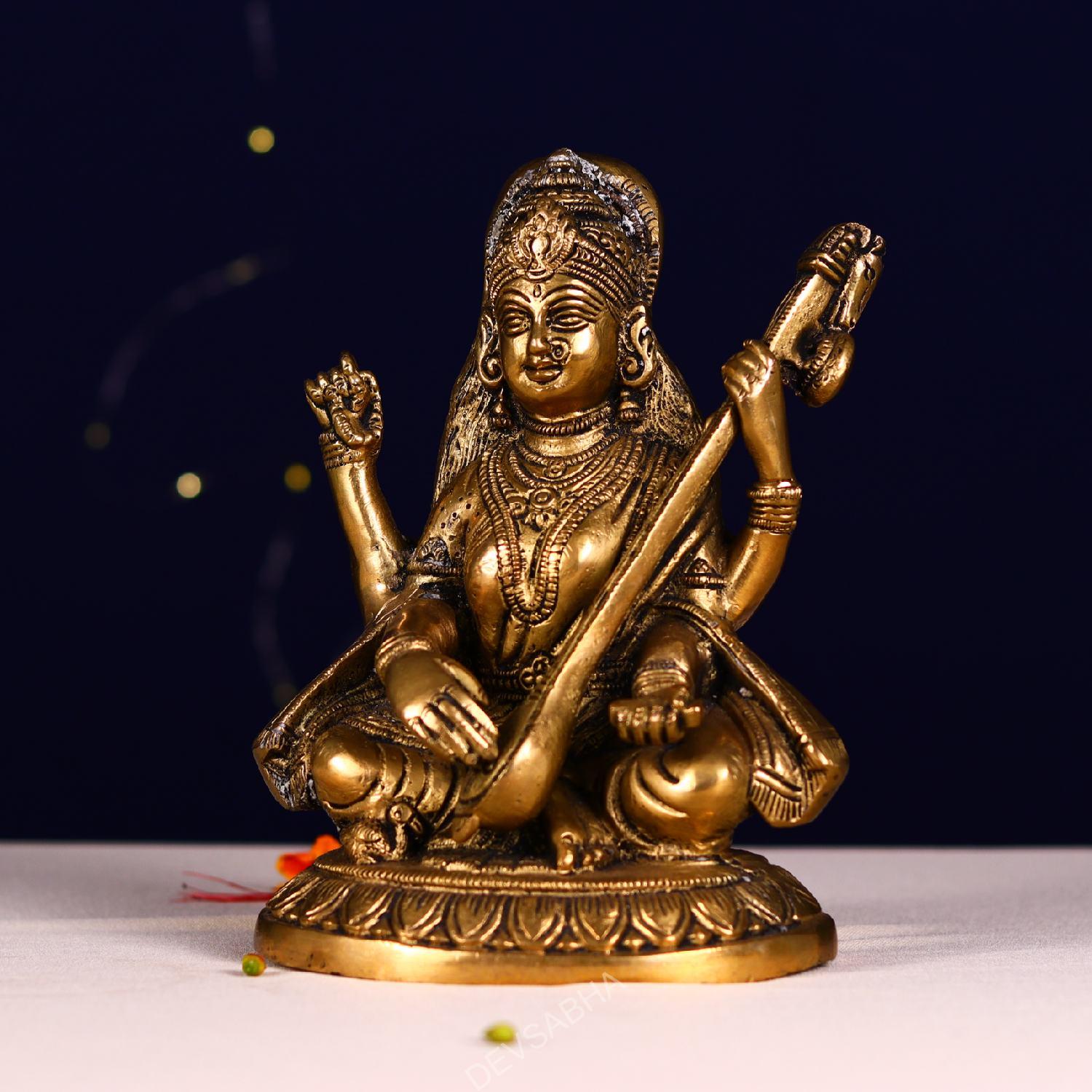 brass saraswati mata idol height 7.5 inch