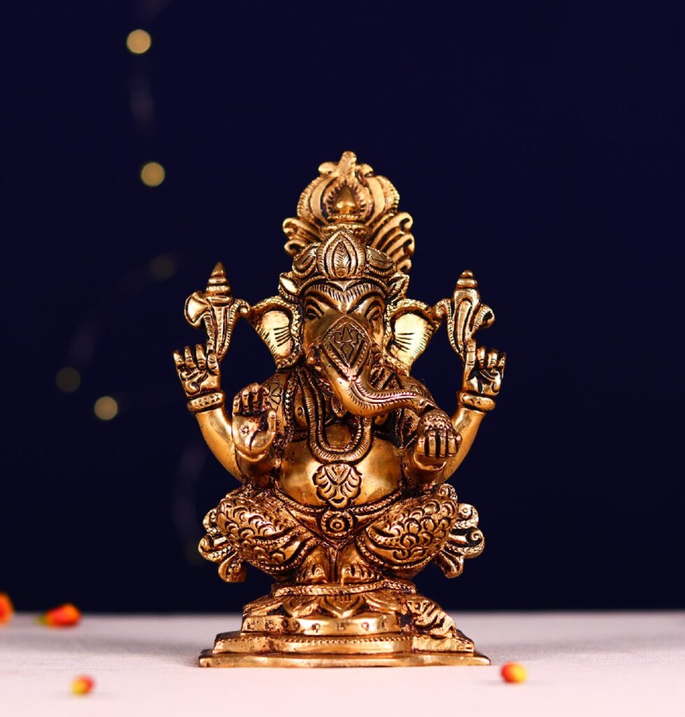 brass ganesha statue height 6 inch