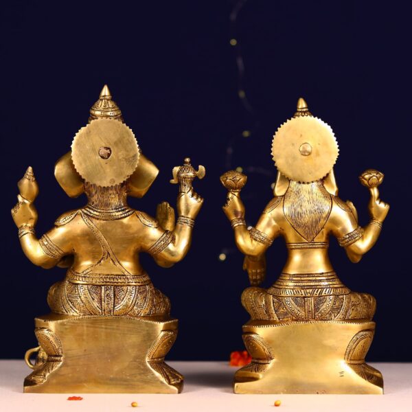 Laxmi ganesh brass murti height 12.1 inch
