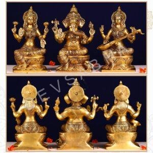 brass ganesha lakshmi saraswati pair height 12 inch