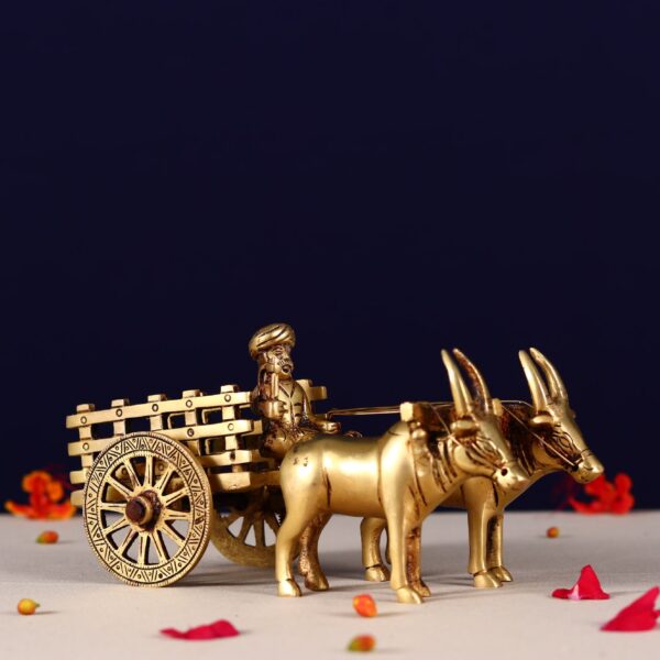 brass home decor bullock cart height 4.1 inch